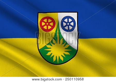 Flag Of Donnersbergkreis Is A District In The Middle Of Rhineland-palatinate, Germany. 3d Illustrati