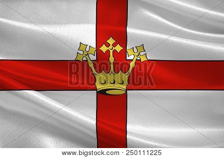 Flag Of Koblenz Is A German City Situated On Both Banks Of The Rhine. 3d Illustration