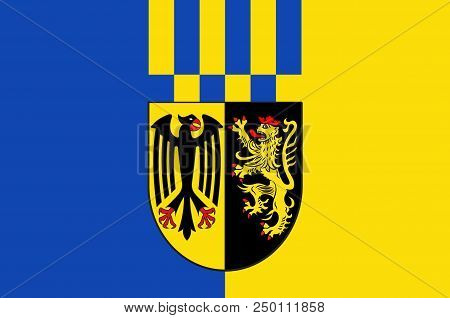 Flag Of Rhein-hunsrueck-kreis Is A District In The Middle Of Rhineland-palatinate, Germany. 3d Illus