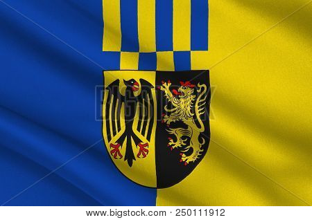 Flag Of Rhein-hunsrueck-kreis Is A District In The Middle Of Rhineland-palatinate, Germany. 3d Illus