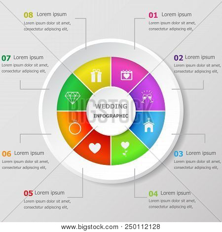 Infographic Design Template With Wedding Icons, Stock Vector