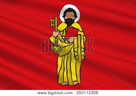 Flag Of Trier Is A City In Germany On The Banks Of The Moselle. 3d Illustration
