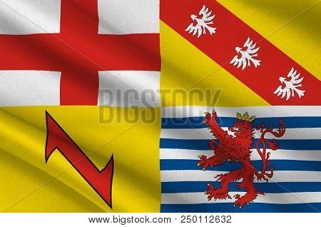 Flag Of Merzig-wadern Is A District In The Northwest Of The Saarland, Germany. 3d Illustration