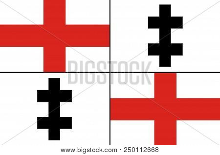 Flag Of Merzig Is The Capital Of The District Merzig-wadern, In Saarland, Germany. 3d Illustration