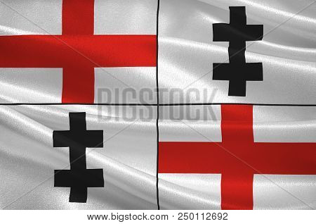 Flag Of Merzig Is The Capital Of The District Merzig-wadern, In Saarland, Germany. 3d Illustration