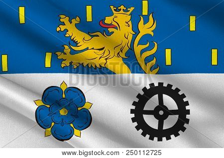 Flag Of Neunkirchen Is A District In The Middle Of The Saarland, Germany. 3d Illustration