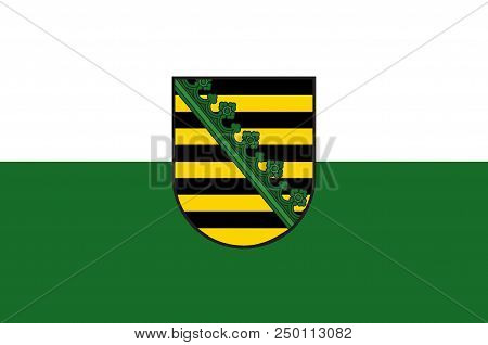 Flag Of Saxony Is A Landlocked Federal State Of Germany. 3d Illustration