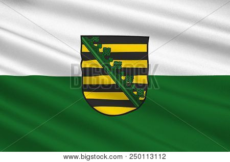 Flag Of Saxony Is A Landlocked Federal State Of Germany. 3d Illustration