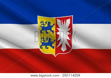 Flag Of Schleswig-holstein Is The Northernmost Of The 16 States Of Germany. 3d Illustration