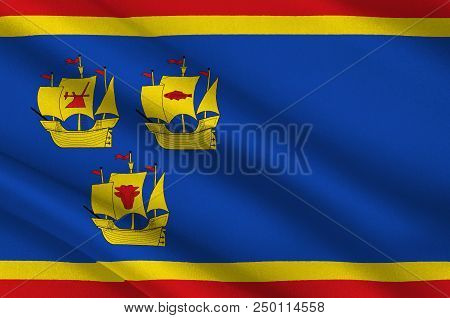 Flag Of Nordfriesland Is The Northernmost District Of Schleswig-holstein, Germany. 3d Illustration