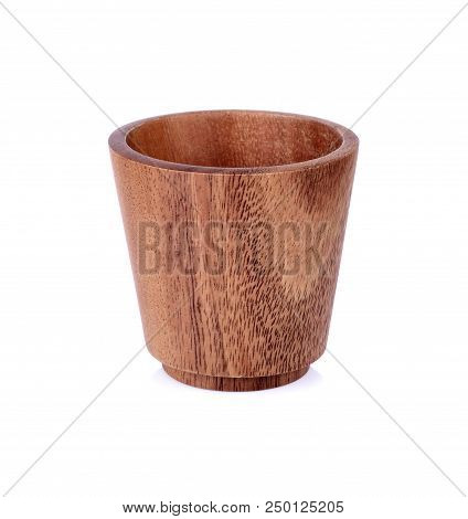 Wooden Cup Wood Isolated On White Background.