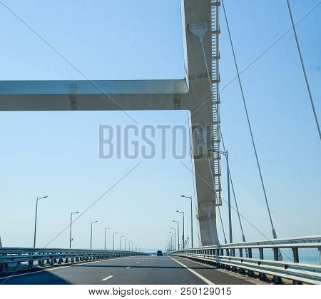 The Navigable Arch Of The Crimean Bridge. Arch Of The Highway And Railway Section Of The Crimean Bri