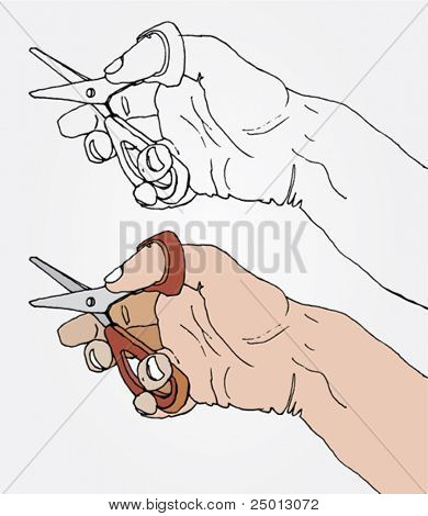 用剪刀的手的插图