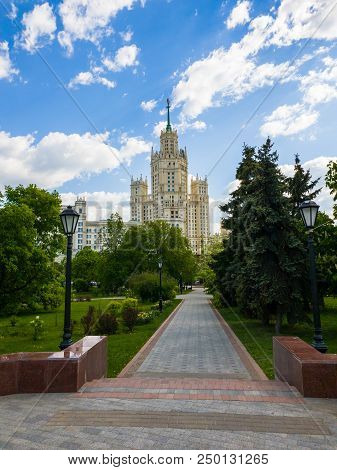 Ustyinsky Square And Skyscraper On A Kotelnicheskaya Embankment In Moscow, Russia
