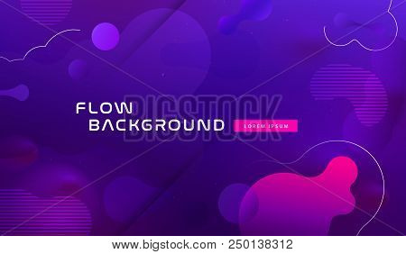 Gradient Fluid Background Design Layout For Banner Or Poster. Cool 3d Liquid Vector Pattern With Blu