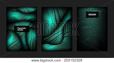 Geometry. Abstract Background Set With Movement And Volume Effect. Covers With Vibrant Gradient And 