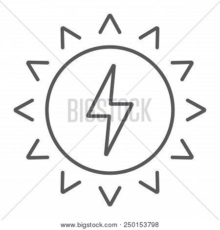Solar Energy Thin Line Icon, Ecology And Energy, Green Energy Sign, Vector Graphics, A Linear Patter