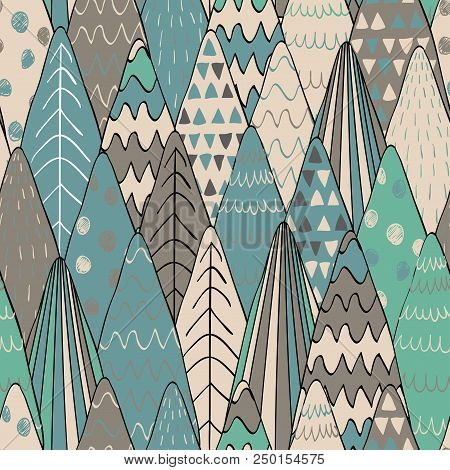 Forest Seamless Pattern Background. Scandinavian Style. Vector Illustration