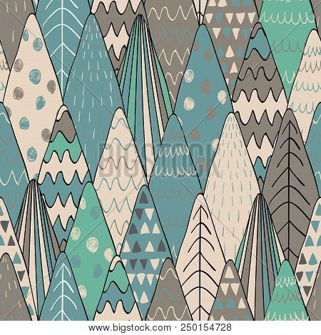 Forest Seamless Pattern Background. Scandinavian Style. Vector Illustration