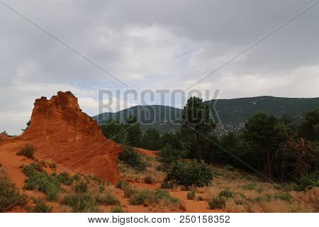 Rustrel, France - July 14, 2018: Photography Showing A Magnificent Landscape. The Photography Was Ta