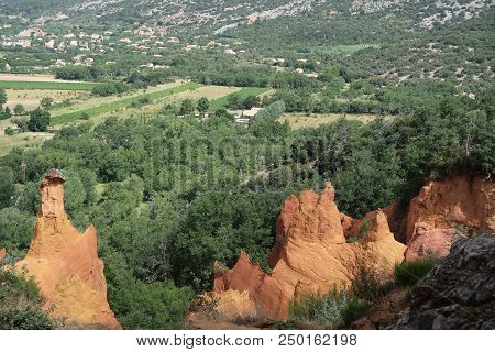 Rustrel, France - July 14, 2018: Photography Showing A Magnificent Landscape. The Photography Was Ta
