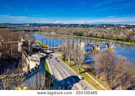 The Fortified City Of Avignon At The French Provence