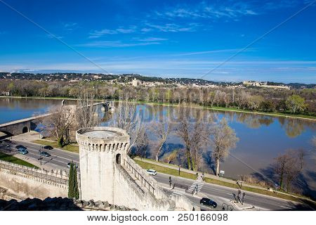 The Fortified City Of Avignon At The French Provence