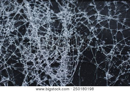 Cracked Touch Screen Phone, Background Texture. Web Banner
