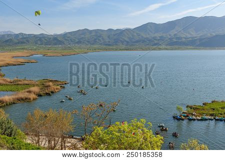 View Of Zeribar Lake In The Zagros Mountains Near Marivan. Kurdistan Province. Iran