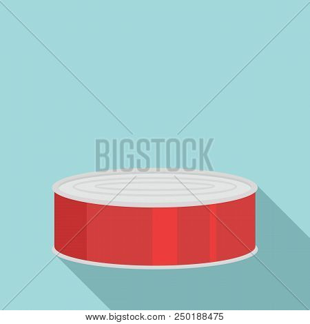 Fish In Tomato Tin Can Icon. Flat Illustration Of Fish In Tomato Tin Can Vector Icon For Web Design