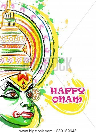 Vector Design Of Happy Onam Festival Background Of Kerala In Indian Art Style
