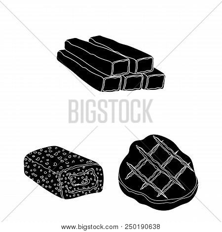 Different Meat Black Icons In Set Collection For Design. Meat Product Vector Symbol Stock  Illustrat