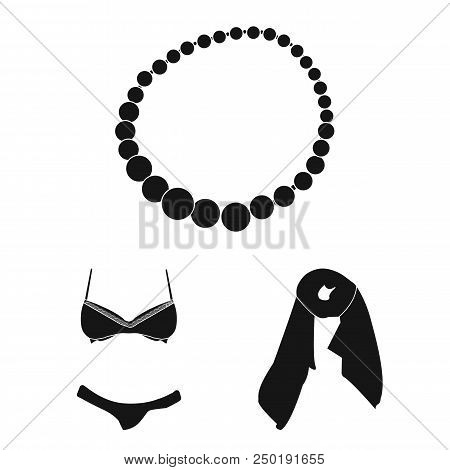 Women Clothing Black Icons In Set Collection For Design.clothing Varieties And Accessories Vector Sy