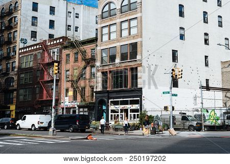 New York City, Usa - June 20, 2018: Street View Of Bowery In East Village Of Manhattan