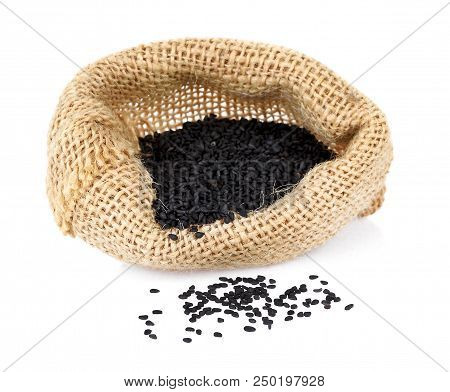 Black Sesame Seeds Isolated On White Background