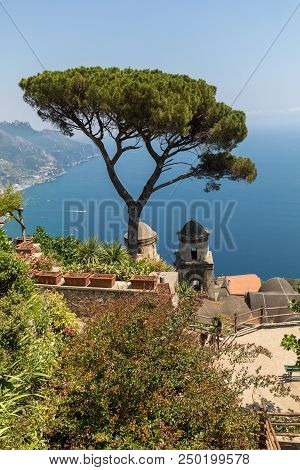 View Over Gulf Of Salerno From Villa Rufolo, Ravello, Campania, Italy