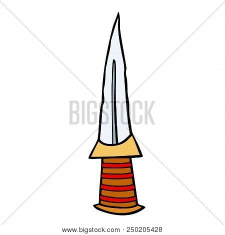 Cartoon Colored Image Of Dagger. Vector Illustration Isolated On White Background For Creating Sketc