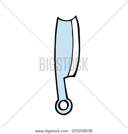 Old Steel Knife Shovel On White Parget Backdrop. Bright Grey Color Hand Drawn Stucco Darby Ladle Obj