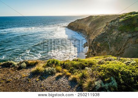 Attis Point View To The West At Sunset, In Australia