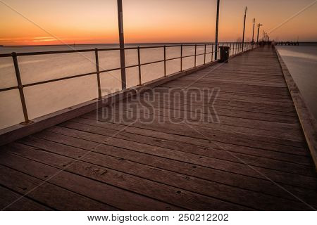 The Pier Of Frankston In The Summer Just After Sunset