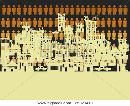 abstract crowded city . vector illustration