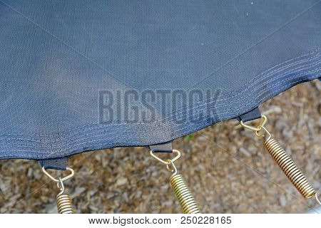 Cloth And Springs Trampoline. Attraction For Children. Amusement Park. Copy Space.