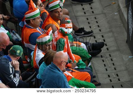 LEEDS, ENGLAND - JULY 17: India Fans during the 3rd Royal London One day International match between England and India at Headingley Cricket Ground on July 17, 2018 in  England.  