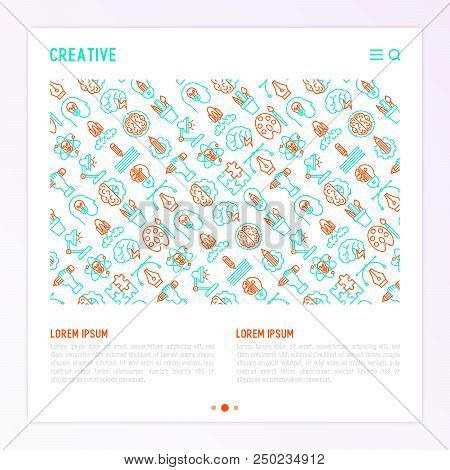 Creative Concept With Thin Line Icons: Generation Of Idea, Start Up, Brief, Brainstorming, Puzzle, C
