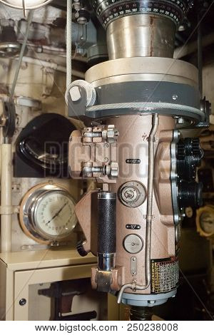 Interior Of Russian Soviet Submarine In Museum Of Naval Forces.