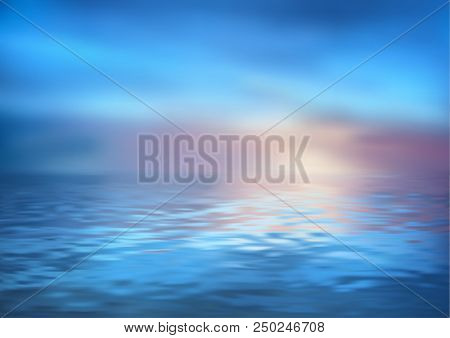 Sea Vector Background Calm And Clear. Marine Panoramic Landscape