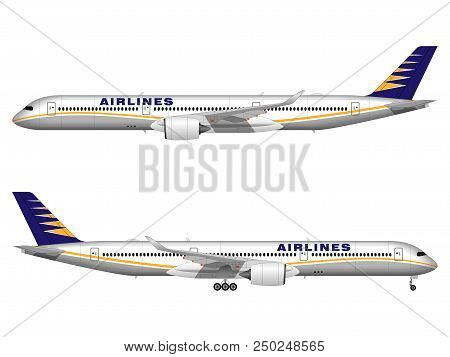Air Ransport. Realistic Passenger Airplane. Side View.