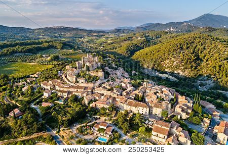 Aerial View Of Le Barroux Village With Its Castle - Provence, France