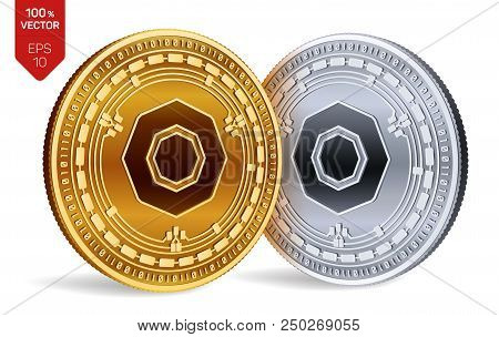 Komodo. Accepted Sign Emblem. Crypto Currency. Golden And Silver Coins With Komodo Symbol Isolated O