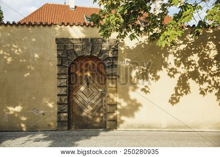 Beautiful Wooden Doors On The Evrope Streets. Old Handmade Doors In The Ancient City. Details And El